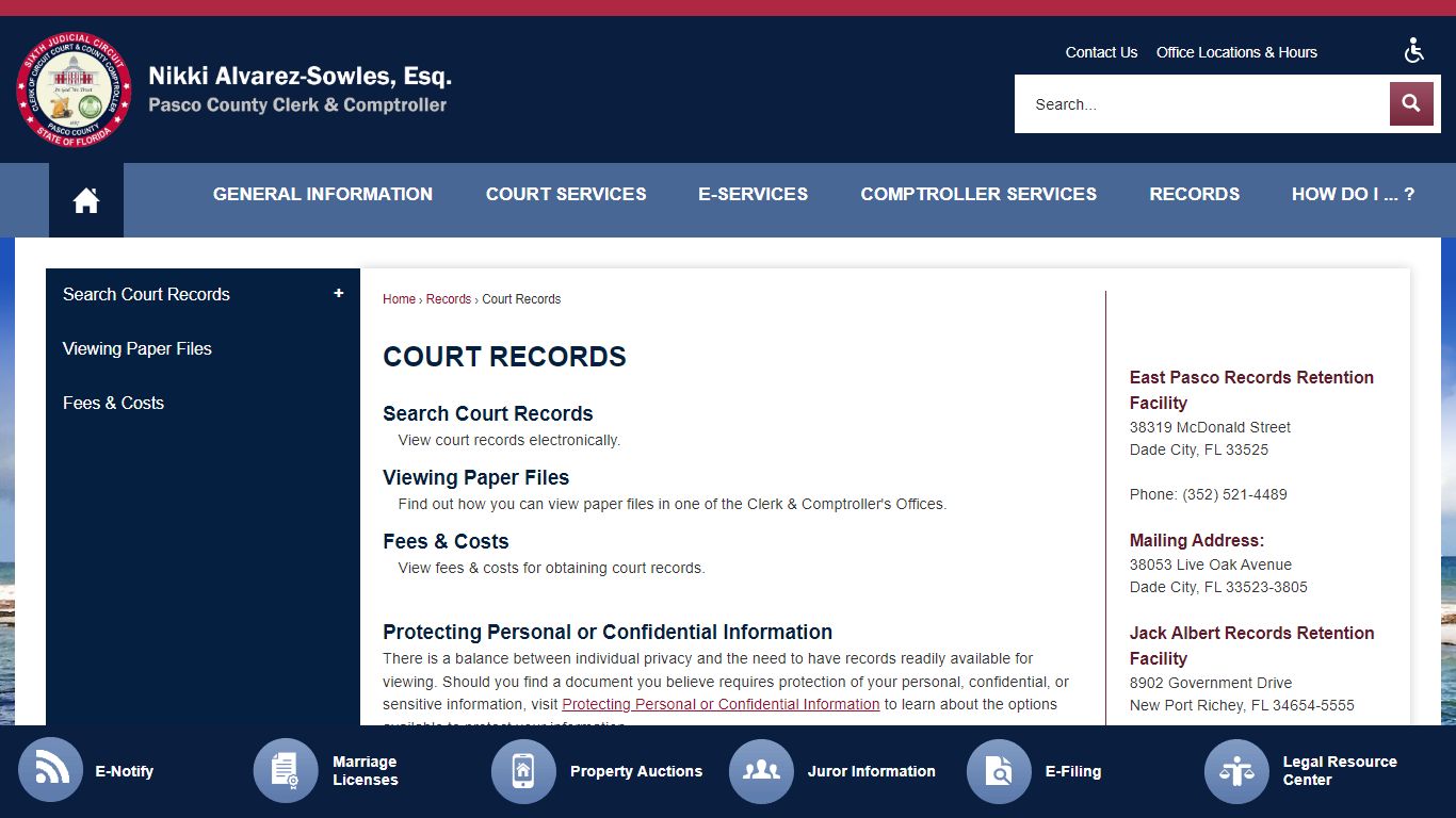 Court Records | Pasco County Clerk, FL - PASCOCLERK.COM